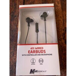 4ft Wired Earbuds W/ Controller & Microphone MobileEssentials Aux Audio Stereo S